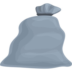 Gray Garbage Bag with Closed Top on a White Background