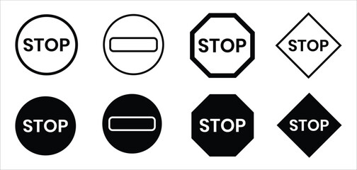 stop sign icon silhouette vector on white background.