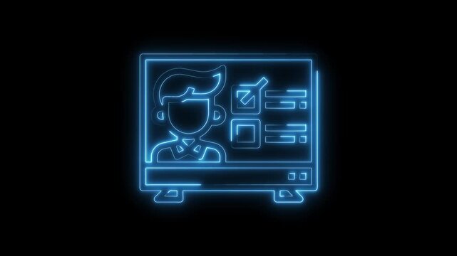 Online voting election process interface neon style animation on black background