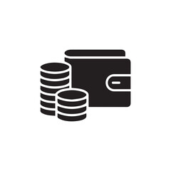 Wallet and Coins Icon . Money Savings Financial Symbol.