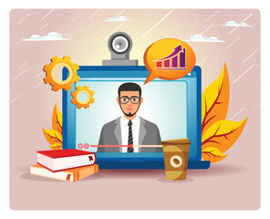 Webinar concept With Expert Presenter On Growth And Business Strategy.