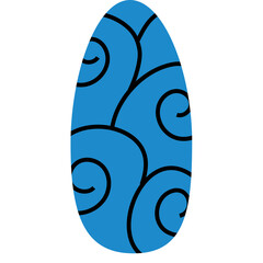 A Blue Easter Egg With Black Swirls And Patterns On A Transparent Background