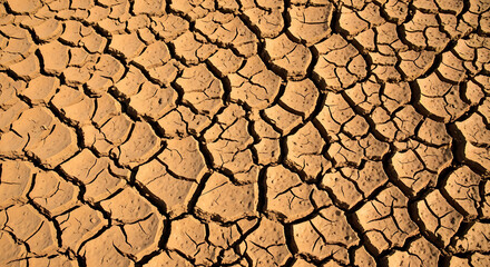 Dry tones, deep crevices, cracked earth texture close-up, high-resolution desert background.