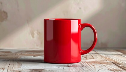 Red Mug on Wooden Table - A Simple Still Life.