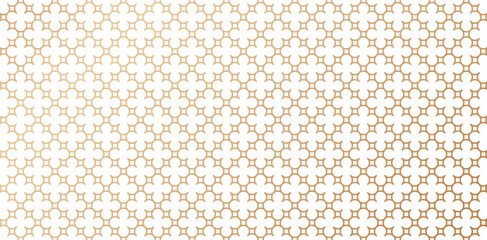 Seamless geometric rounded pattern based on traditional islamic art. golden color lines isolated white backgrounds. Great design for fabric, textile, cover, wrapping paper, backgrounds fine linen