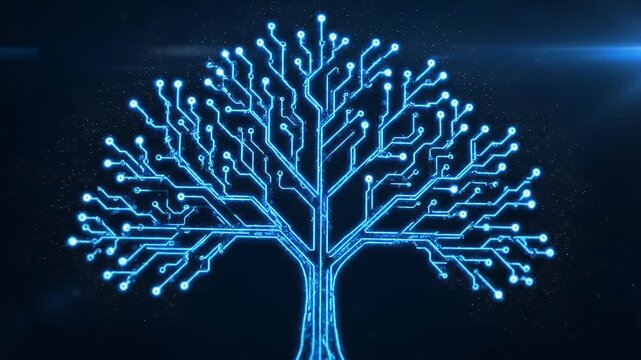 Digital Tree Growth Animation - A Symbol of Technological Evolution and Connectedness.