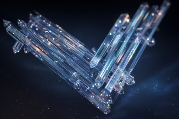 Shimmering Clear Crystals Arranged Artistic Display on Dark Background