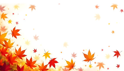 Colorful maple leaves against white background, autumn fall concept