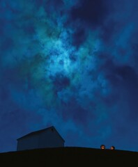 Premium Halloween Spooky Night Background with Jack O Lanterns and Haunted House Authentic Seasonal Content for Millennial Marketing and Social Media Campaigns