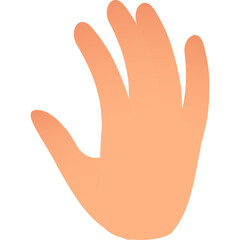 A raised open human hand with peach skin tone and soft gradient lighting in a friendly waving gesture on a clean white background symbolizing communication and greeting