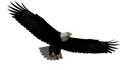 Naklejka premium Powerful bald eagle flying graphic illustration for logo design and patriotic projects isolated PNG with Transparent Background