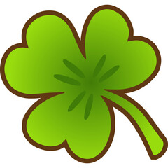 Green Clover Leaf With Four Petals Isolated On White Background Represents Good Luck And Fortune Symbol