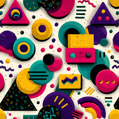 Colorful cartoon vector seamless pattern illustration with Christmas toys and birthday gifts design