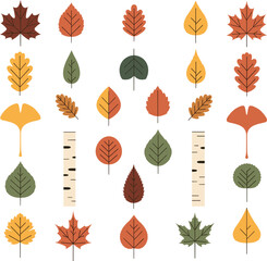 Obraz premium Flat Design Autumn and Deciduous Leaves Pattern