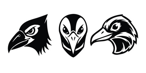 Simple Black Crow or Raven Logo Symbols for Modern Branding