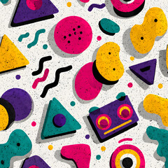 Colorful cartoon vector seamless pattern illustration with Christmas toys and birthday gifts design