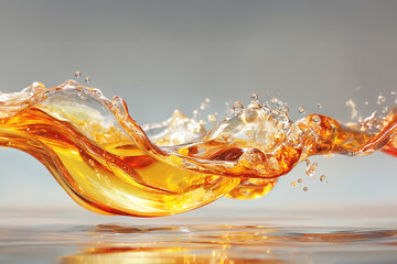 宙を漂うベージュのオイルのイメージ