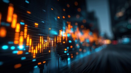 Abstract Digital Data Visualization with Colorful Bars Representing Financial Trends and Analytics