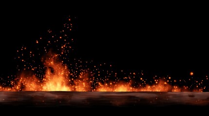 Blazing inferno illuminates deep night creating a striking contrast of light and shadow.