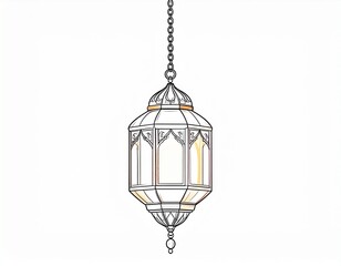 Flat lantern ornament vector on white background