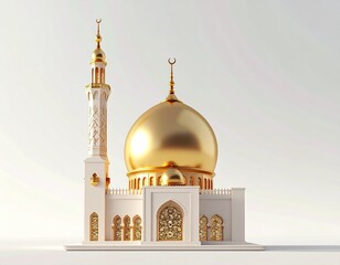 3D islamic architecture element isolated on white