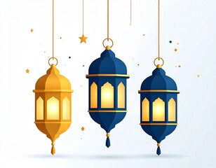 Flat ramadhan hanging lanterns vector on white