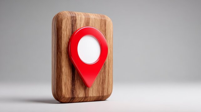 Handcrafted wooden smartphone with vibrant red marker resting on its smooth surface showcasing organic design and simple tools.