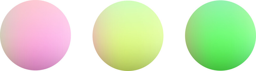 Three smooth, matte spheres in soft pastel shades — pink, yellow-green, and bright green — arranged side by side against a white background — minimalist, clean, and calming.