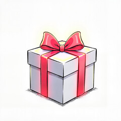 Obraz premium Luminous gift box illustration with neon accents, celebration concept