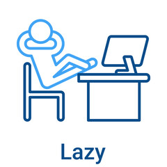 Lazy Icon in Outline Color Style. Person procrastinating at desk. Tiredness and apathy symptom illustration.