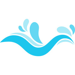 Stylized Blue Water Wave Splash Dynamic Motion Isolated on White Background Abstract Aquatic Element Flowing Art Representation