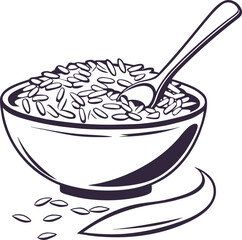 Simple black silhouette of a traditional rice bowl icon vector