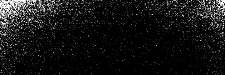 Black wallpaper with white grange particles and speckles pattern. Vector background.