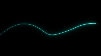 Glowing neon light glowing lines moving animation. Seamless loop animation of glowing neon lines flowing on black background. Video decoration 4k animation video graphic.