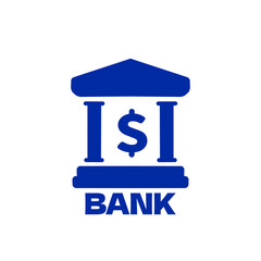 Bank building icon with dollar sign for finance and business design／金融・ビジネス関連に使えるドルマーク付き銀行アイコン	