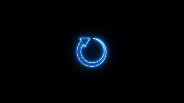 Glowing neon line Refresh icon isolated on black background. Reload symbol. reload icon animation
