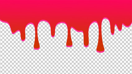 Ice cream drip on transparent background. Dripping ice cream  illustration. Ice cream drip on transparent background. Hand-drawn ice cream drip on waffle background.