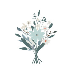 Blue Monotone Flower Bouquet Illustration / 青とモノトーンの花束イラスト