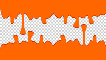 Honey drip on transparent pattern background. Dripping honey illustration. Hand-drawn of dripping honey illustration. Wavy honey melt on transparent background.