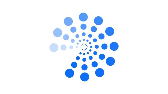 graphic object in bule with stroboscopic and hypnotic effect, which rotates clockwise decreasing the size from full screen to disappearing in the center.