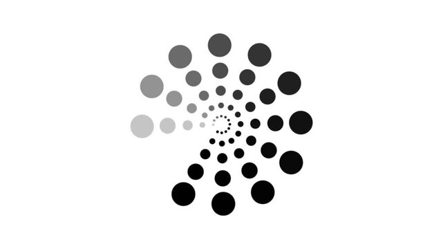 graphic object in black with stroboscopic and hypnotic effect, which rotates clockwise decreasing the size from full screen to disappearing in the center.