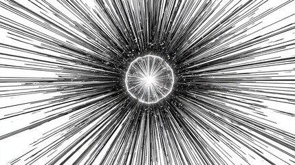 Abstract Black and White Rays Emitting from a Central Point Creating a Stunning Visual Effect