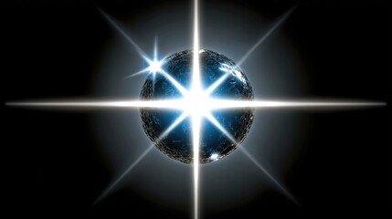 Radiant Starburst with Bright Light and Glittering Effects on Dark Background