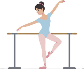 Naklejka premium Graceful ballerina performing ballet exercises at a barre against soft background