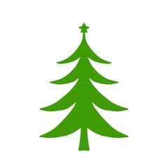 Christmas Tree Silhouette with Star 星付きクリスマスツリーのシルエットイラスト	