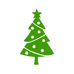 Christmas Tree Silhouette with Star 星付きクリスマスツリーのシルエットイラスト	