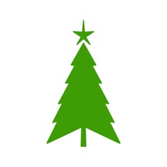 Christmas Tree Silhouette with Star 星付きクリスマスツリーのシルエットイラスト	