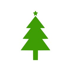 Christmas Tree Silhouette with Star 星付きクリスマスツリーのシルエットイラスト	