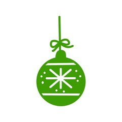 Obraz premium Christmas Ornament Ball with Snowflake Silhouette 雪の結晶模様のクリスマスオーナメントボールシルエットイラスト 