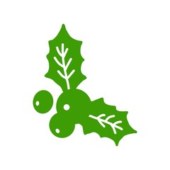 Christmas Holly Silhouette クリスマスの柊の葉と実のシルエットイラスト	